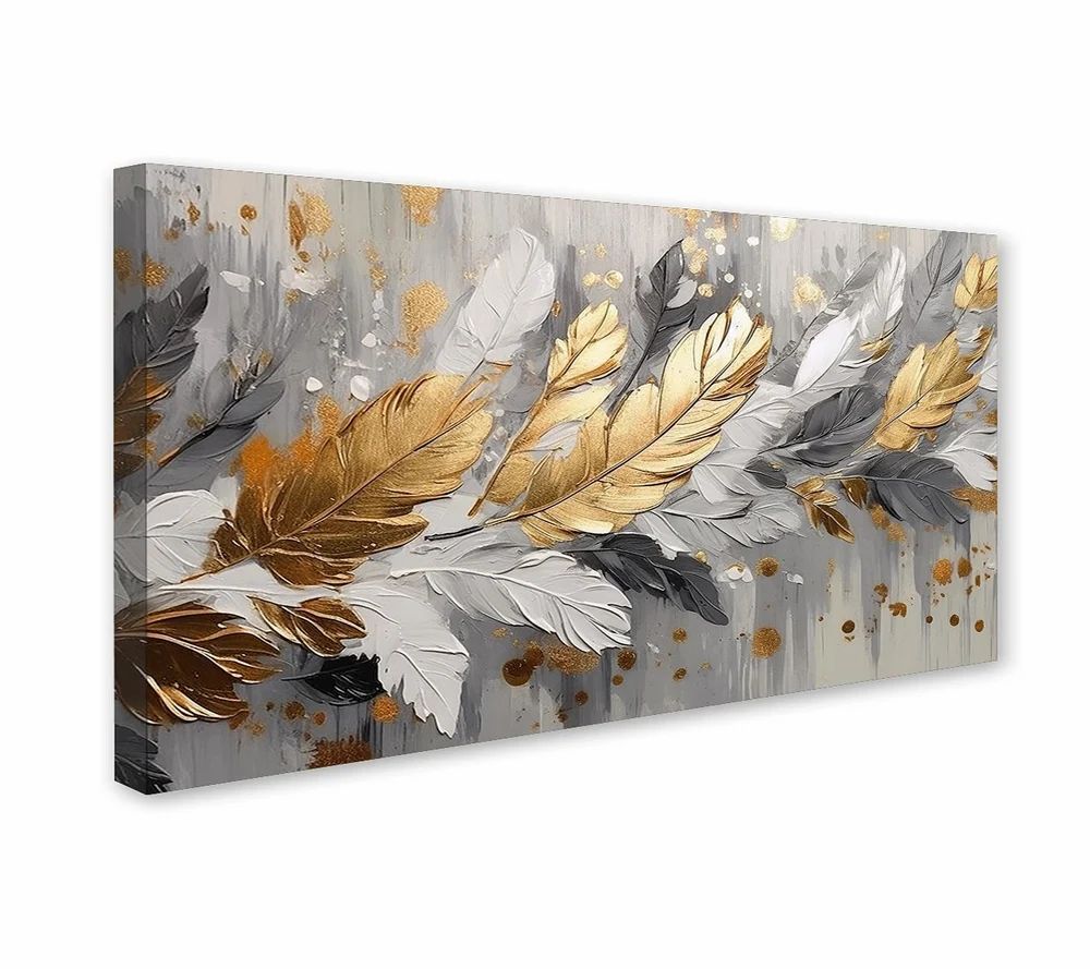 Golden Serenity - Mordern Leaf Canvas Art